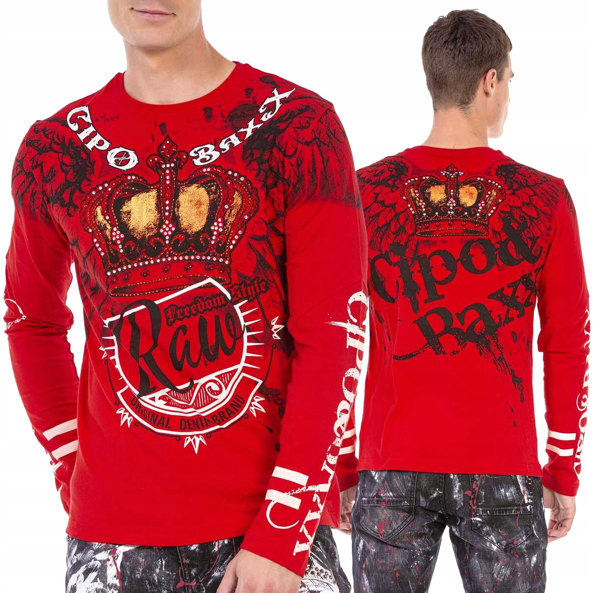 Mikina s dlouhým rukávem Cipo Baxx Elastický materiál Freedom Style Šatonové Růže