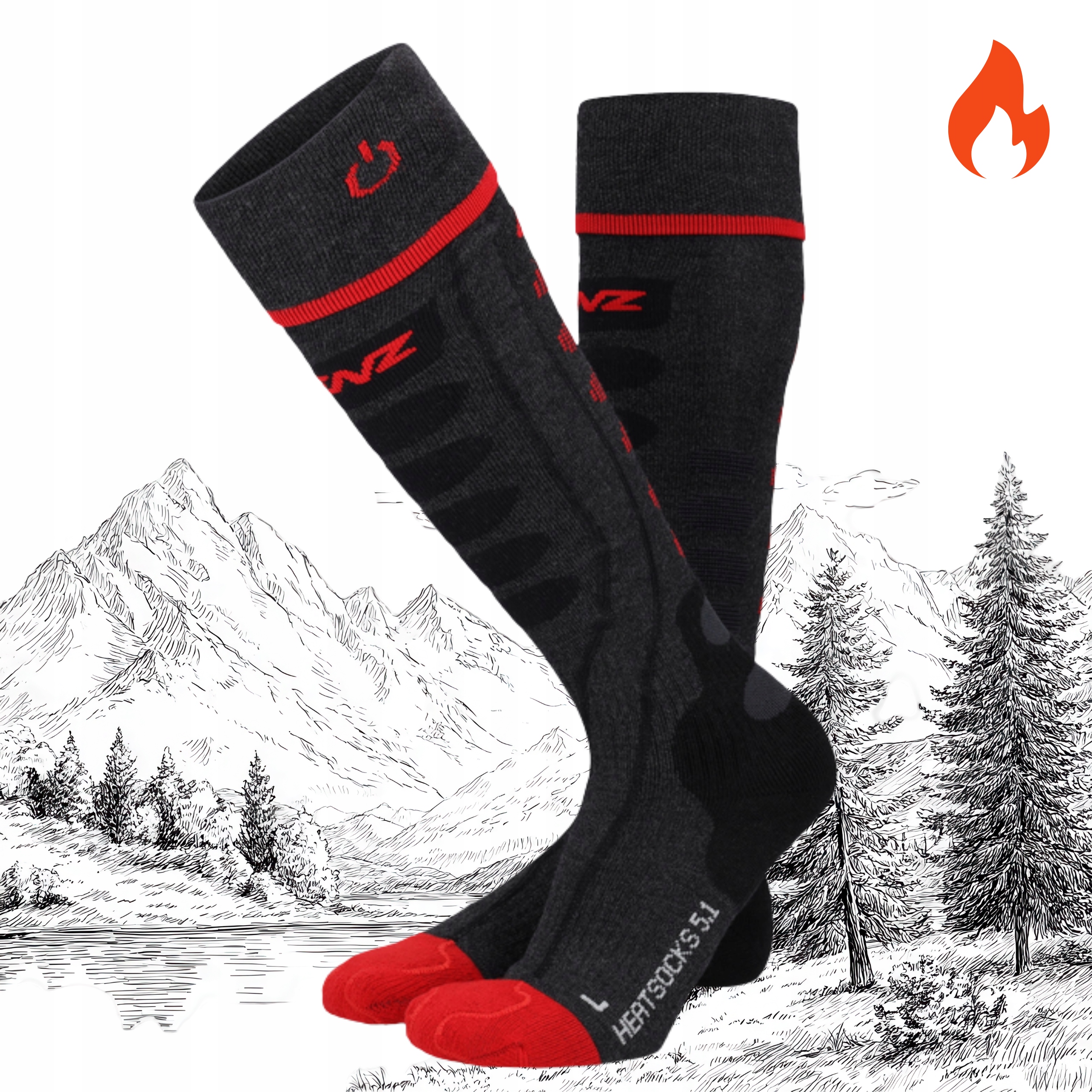 Ogrzewane Skarpety Narciarskie Zimowe Ciepłe Lenz Heat Sock 5.1 39-41