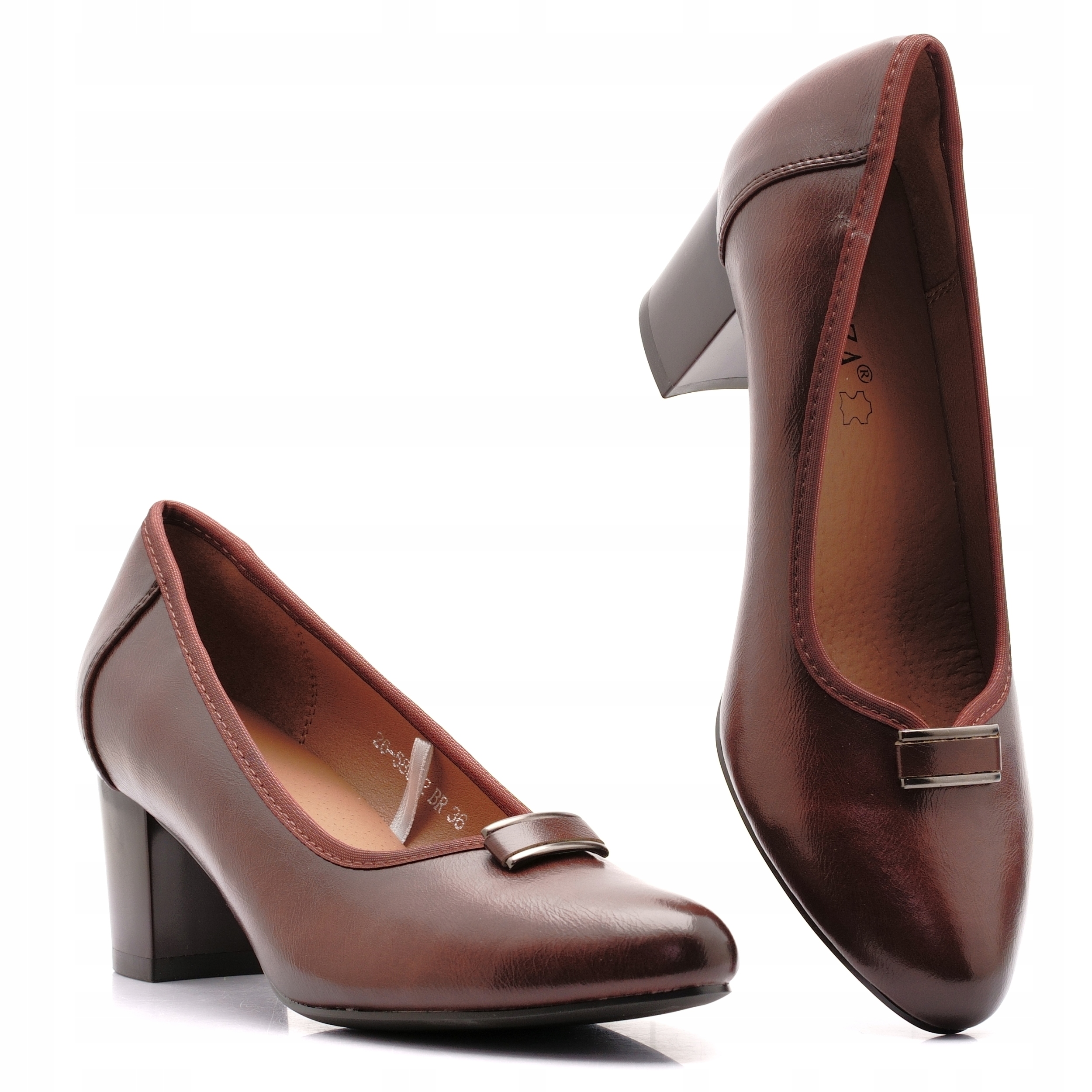 Vinceza Buty Damskie Półbuty Czółenka Na Klocku Wizytowe Szpic 58622 38