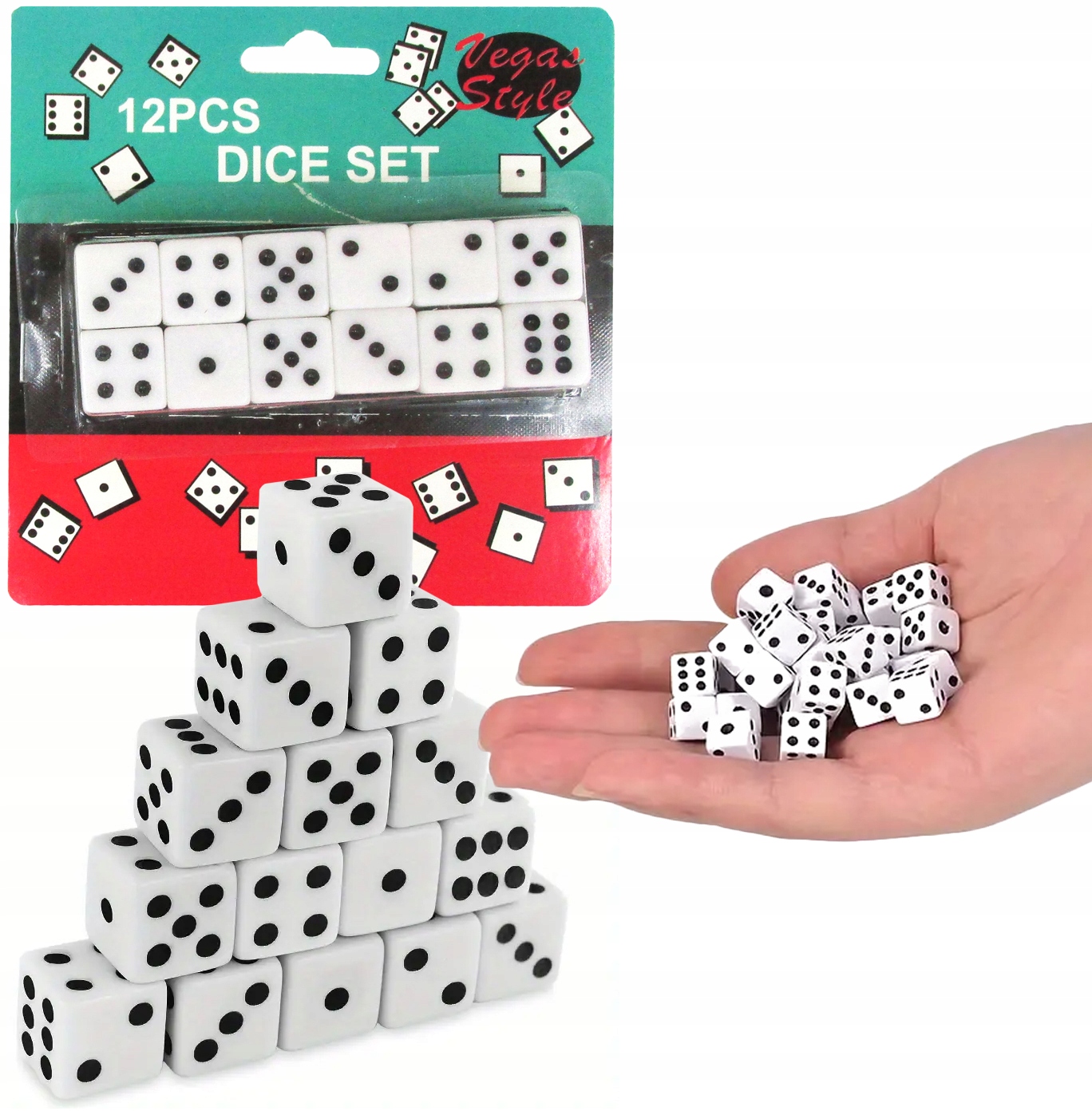 KOSTKA DO GRY W KOŚCI BIAŁA ZESTAW 12szt ZABAWKA DLA DZIECI