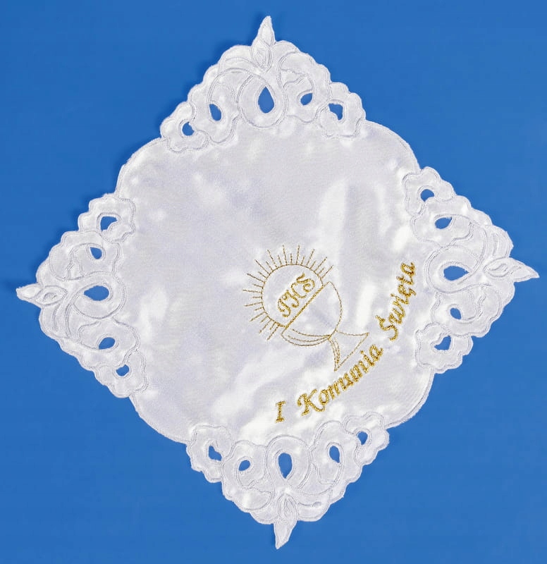 Chusteczka komunijna pamiątka komuniaeu Długość 21.5 cm