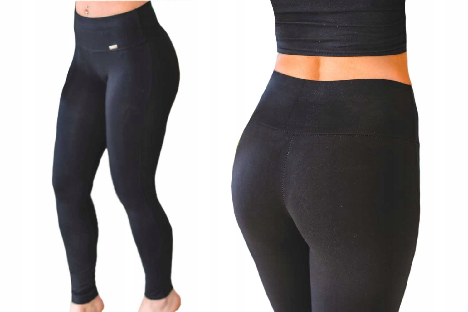 

Ocieplane legginsy damskie czarne getry stan M