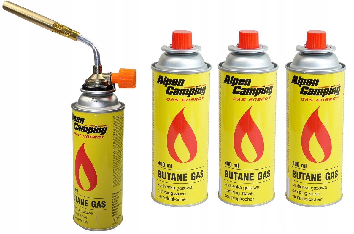 Plynový Palník Horkovzdušná Pistole Páječka Vypalovačka 4 x Plyn