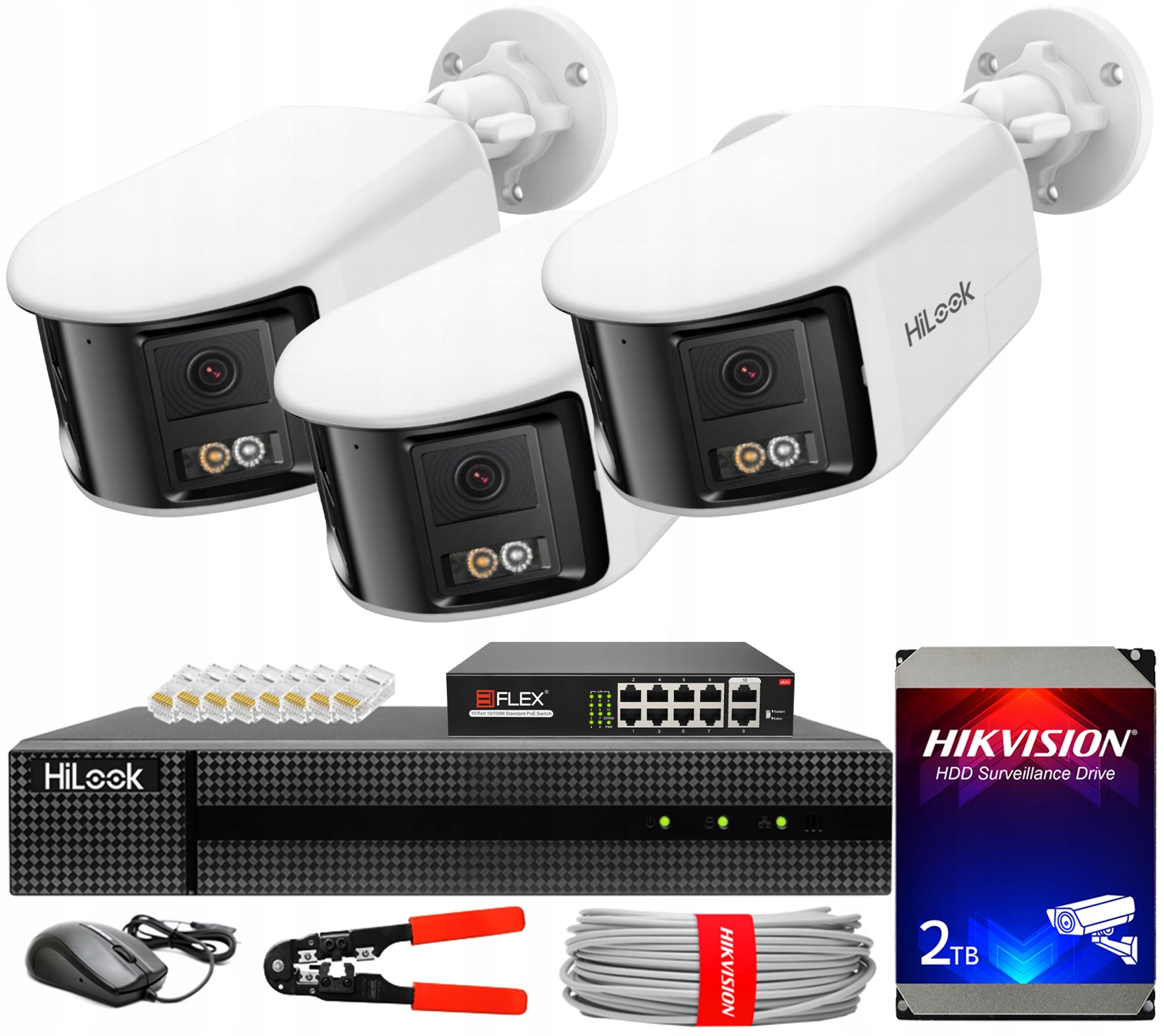Sada na monitorovanie Ip 3x 8MPX kamera IPC-B480HAD-LUF/SL Panoramatické PoE