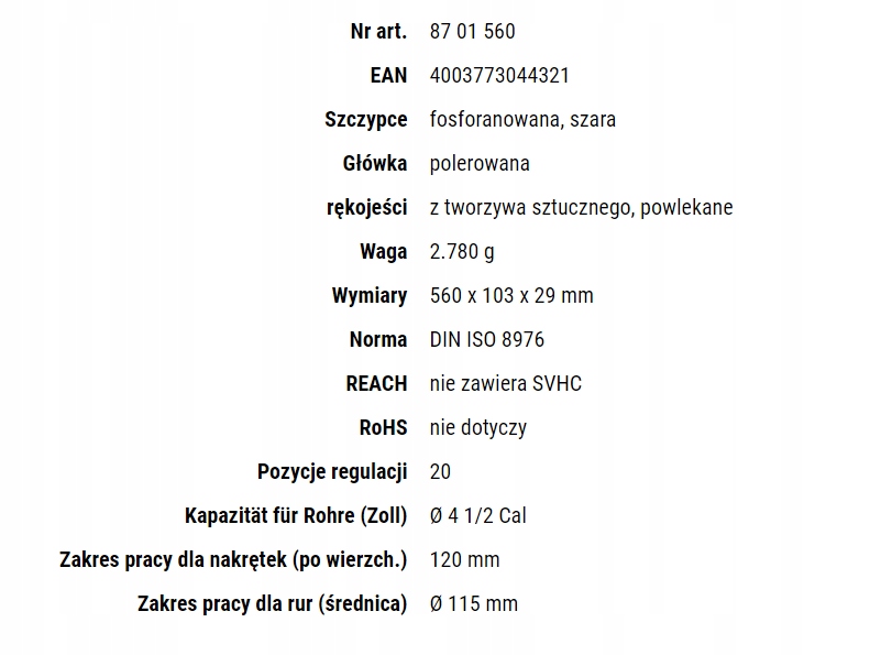 KNIPEX щипці для труб Cobra XXL 560 мм 87 01 560 тип пінцети багатофункціональні пінцети