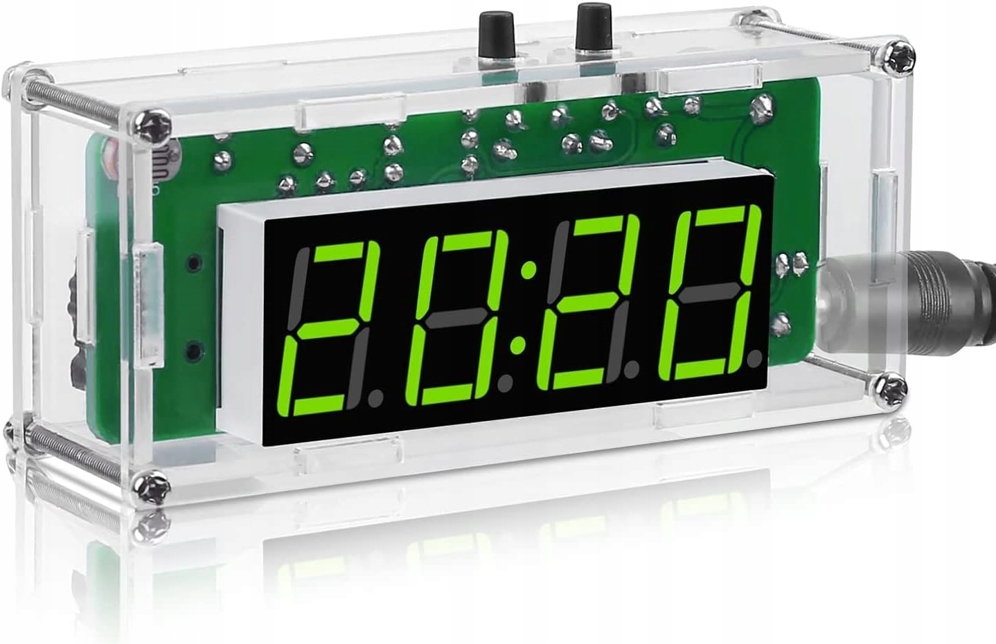 Elektroniczny zegar 4-BIT Zielony z obudową Nauka lutowania diy kit