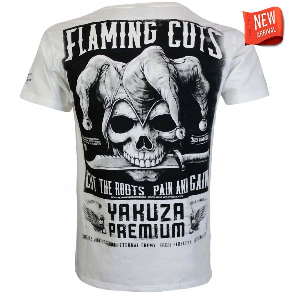 Tričko Yakuza Premium 3916 bílé, Flaming Cuts, Los Angeles