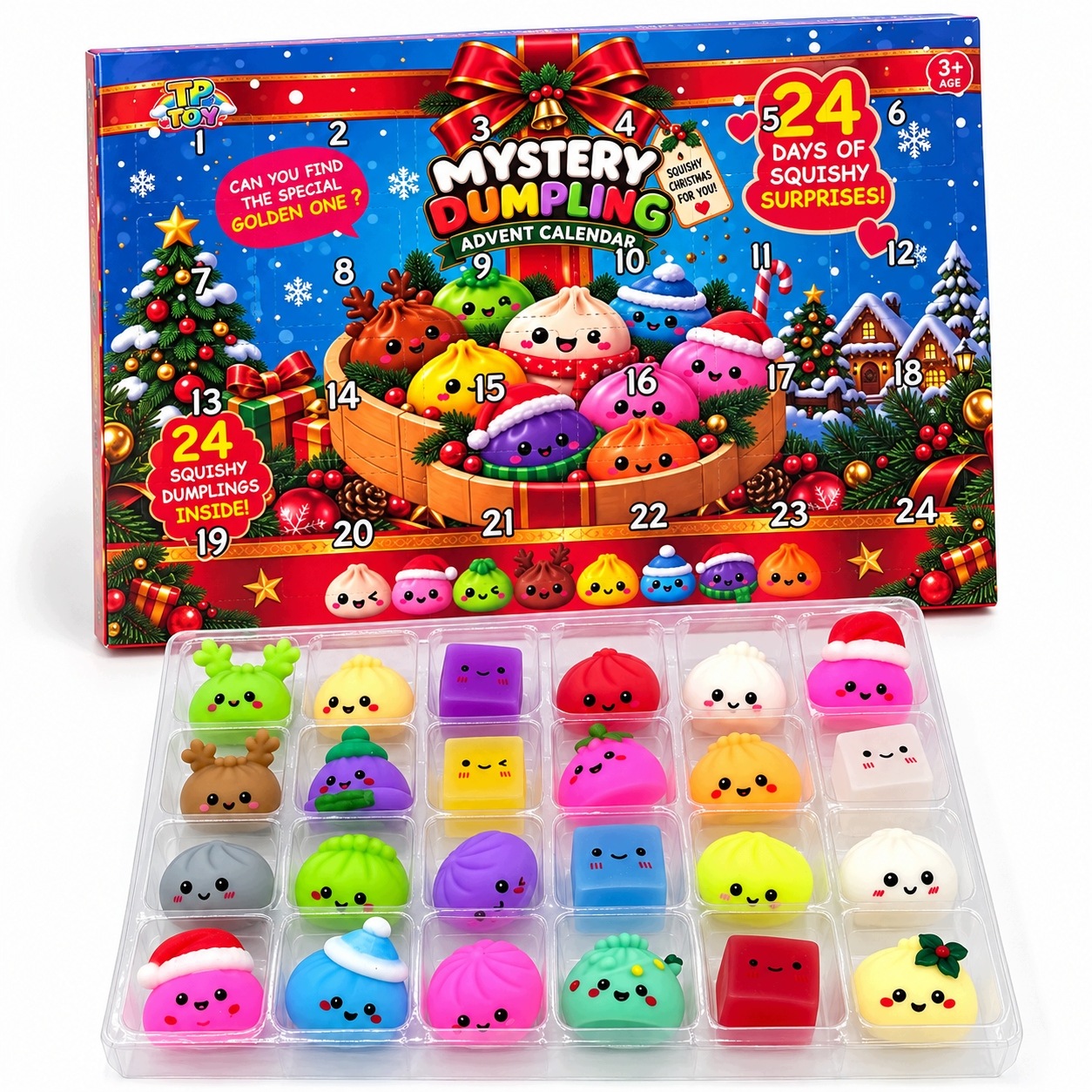 Адвент-календарь Squishy Mystery Dumpling, 24 разноцветные мялки, от 3 лет