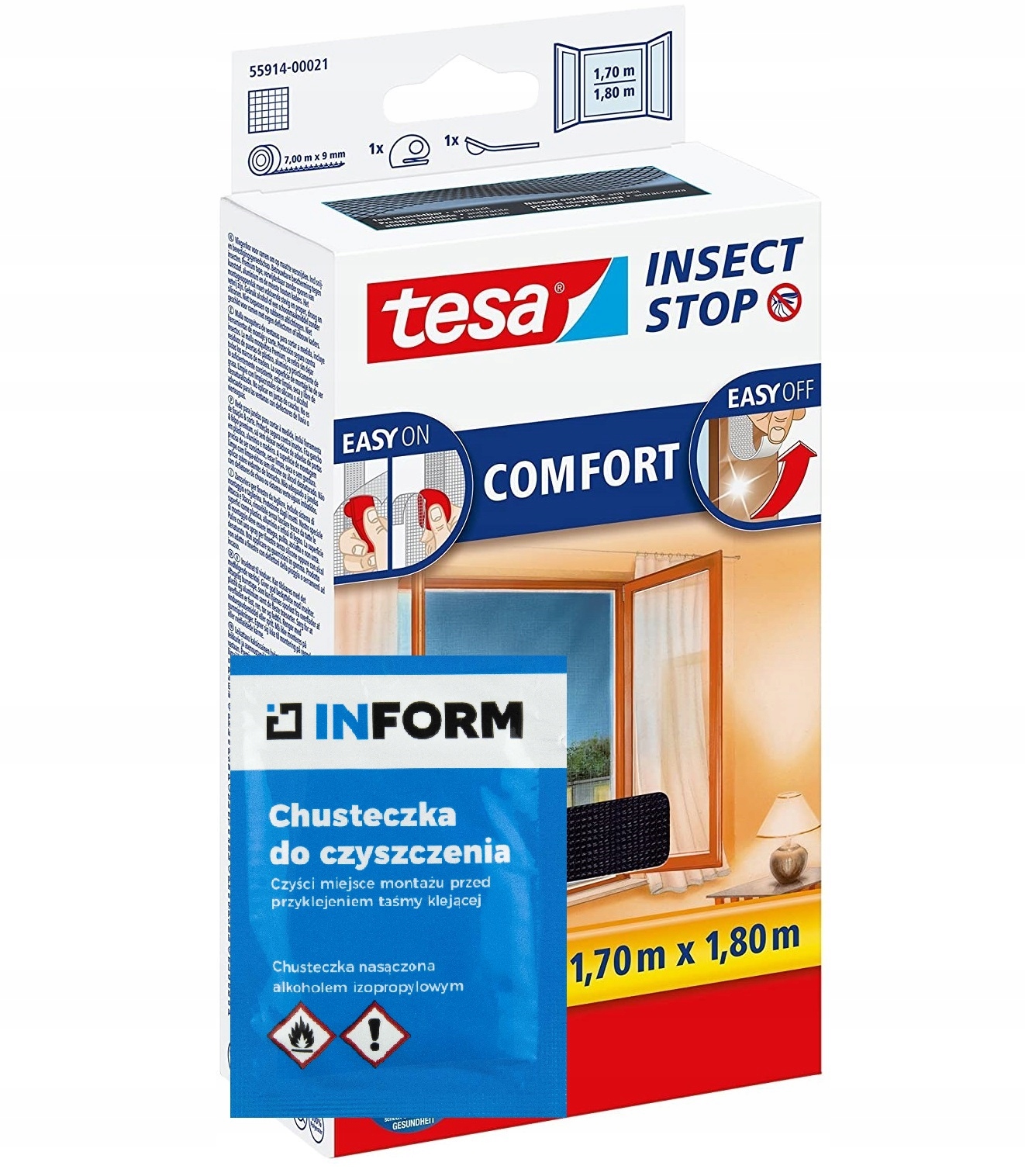 

Moskitiera okienna Tesa czarna 170x180 +chusteczka