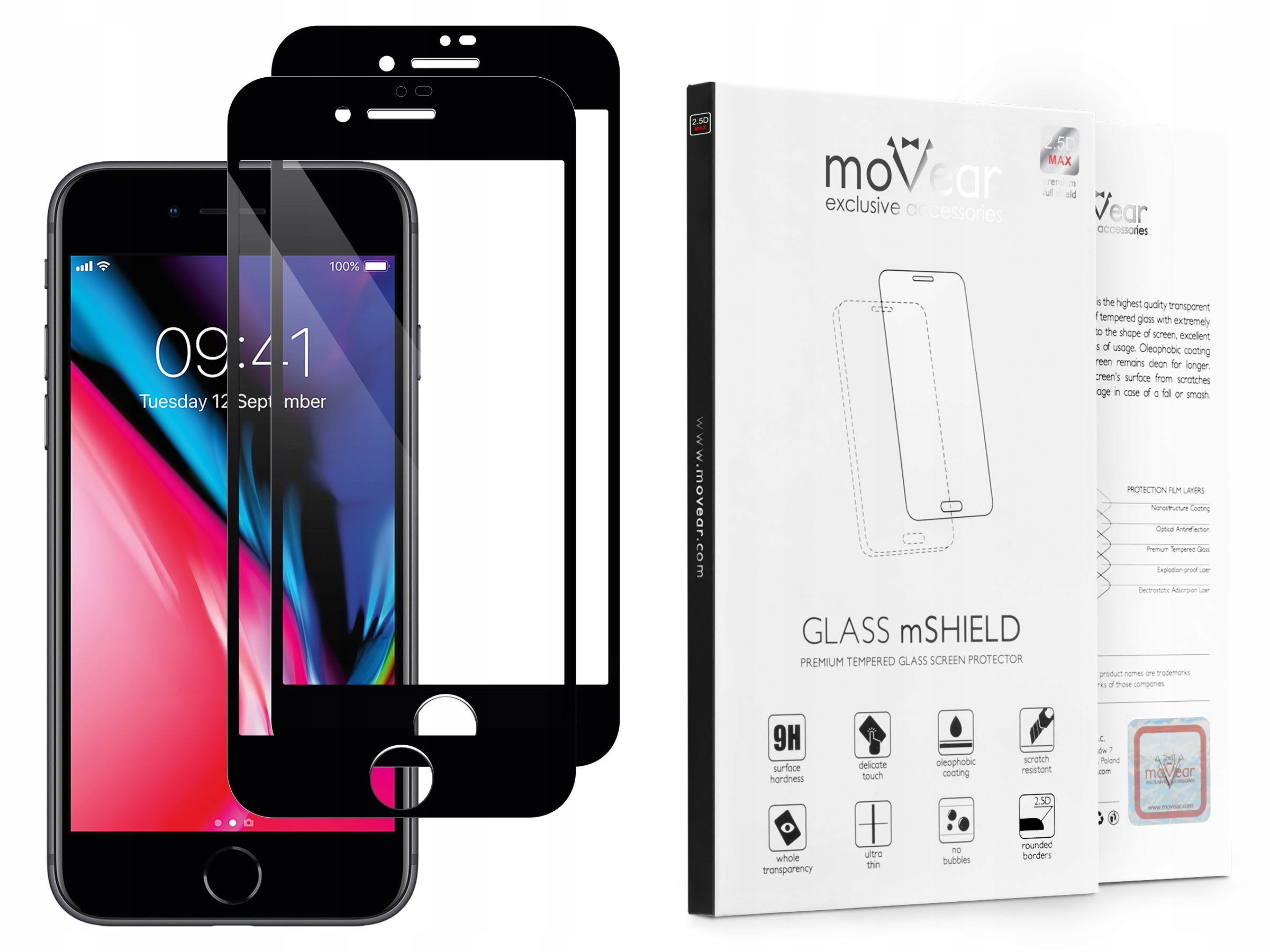 

Movear Szkło Hartowane 9H Apple iPhone 8 7 do Etui