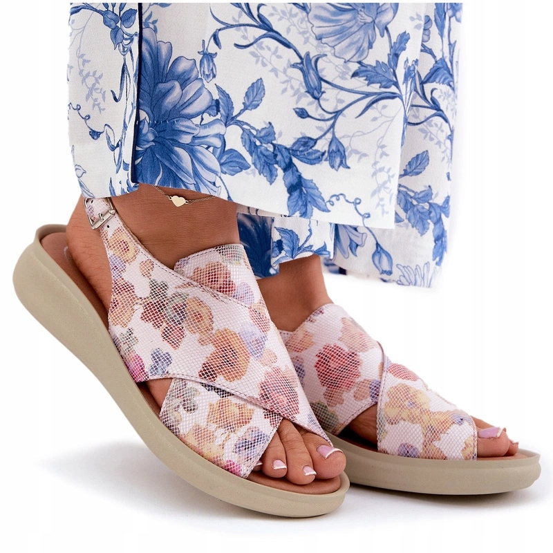 Dámské Eko Kožené Sandály Na Jemném Podpatku Jezzi, Vícebarevné, Velikost 39