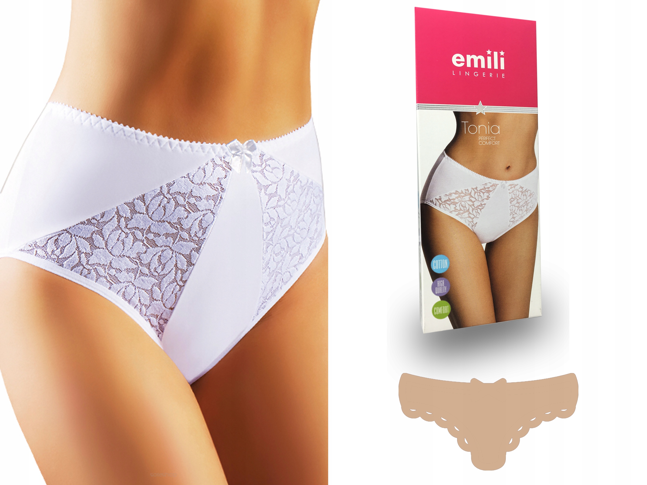 

Tonia Koronkowe Figi Bawełna Emili beżowy 2XL
