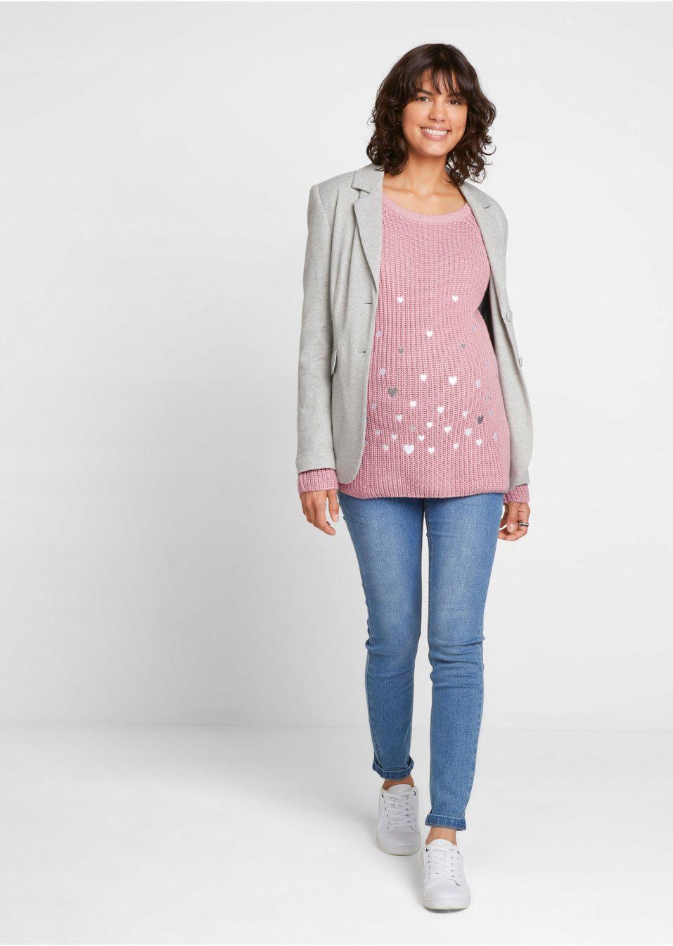 Bonprix SWETER CIĄŻOWY WZÓR SERDUSZKA kvj 52