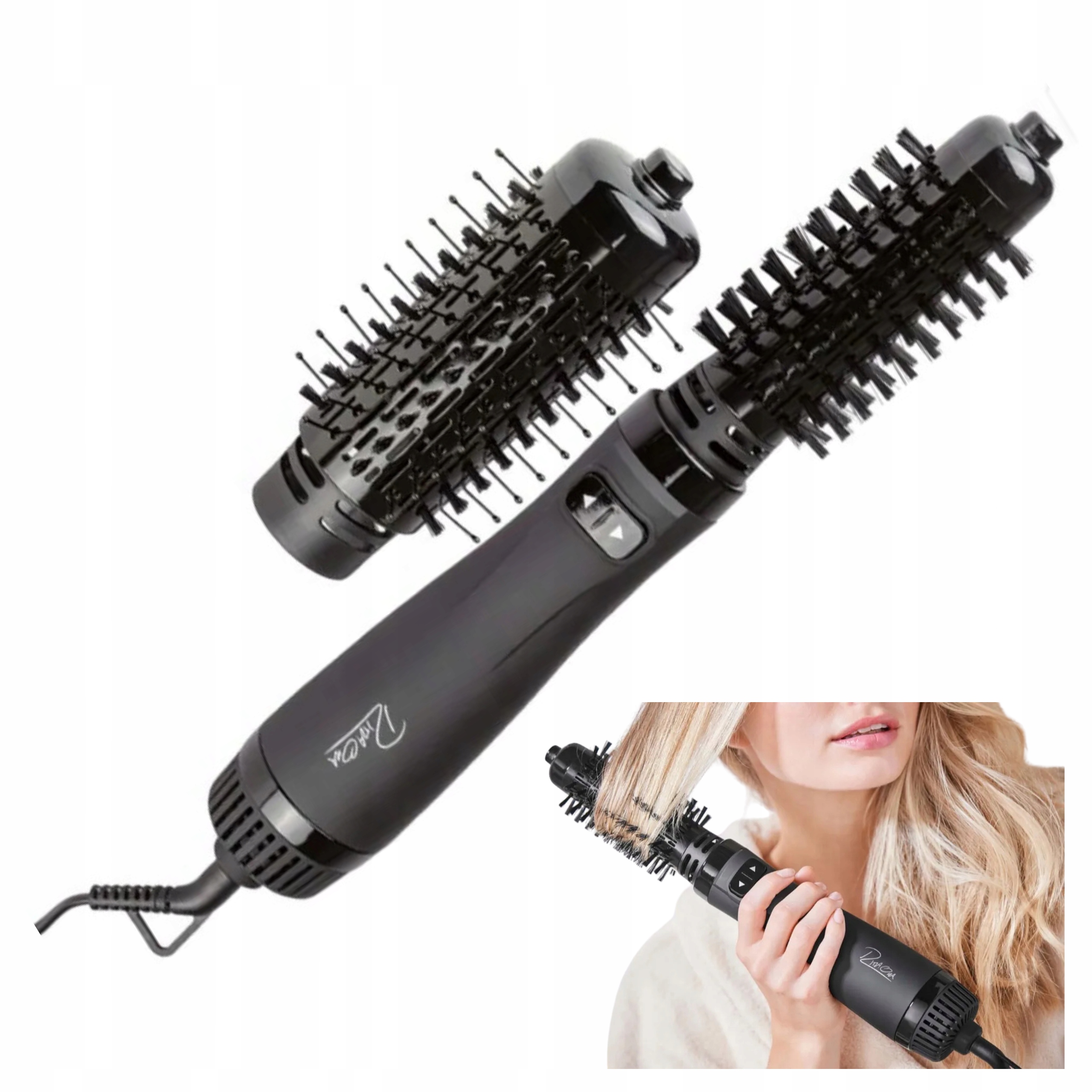 Obrotowa Szczotka Do Włosów 2w1 1000W Jonizacja Ceramiczna Ø 6,8 Ø 8