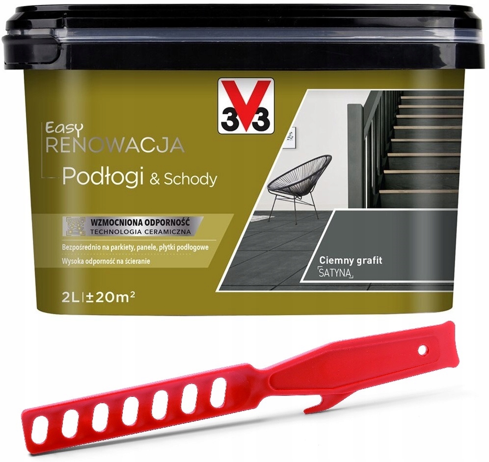 V33 Farba RENOWACJA PODŁOGI I SCHODY 2L CIEMNY GRAFIT
