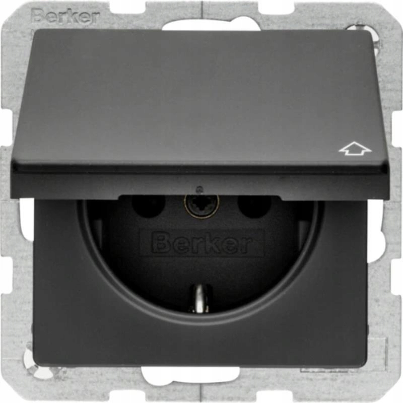 Berker Q.1 Q.3 Q.7 antracit – zásuvka Schuko s víkem