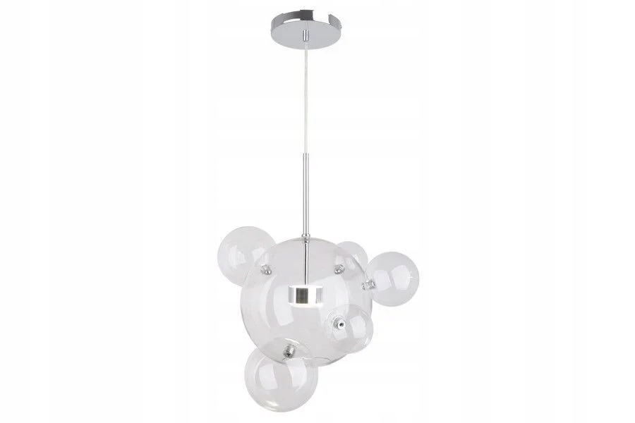 Led závesná lampa chrómová dekoratívna sklenená guľa 30 cm 5 guličiek Reality