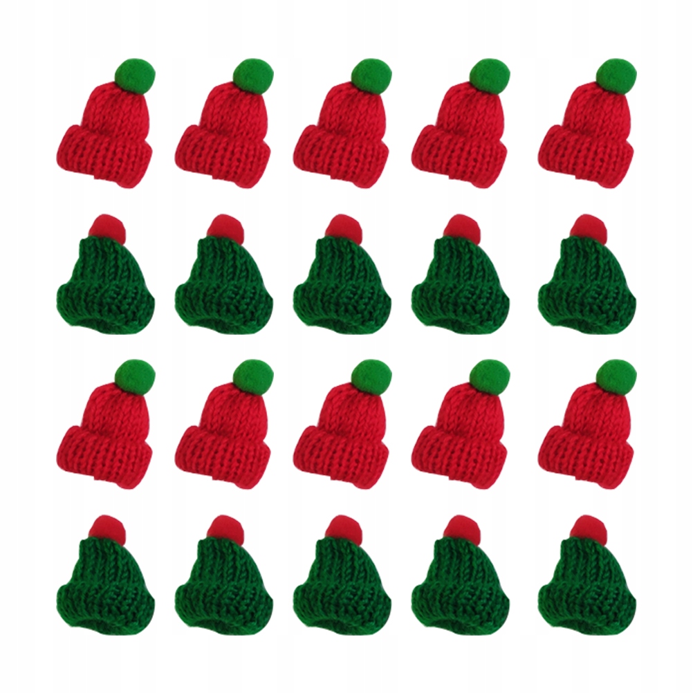 MINI CZAPKA ŚWIĄTECZNA DLA LALKI POKRYWKA NA BUTELKĘ WEŁNA