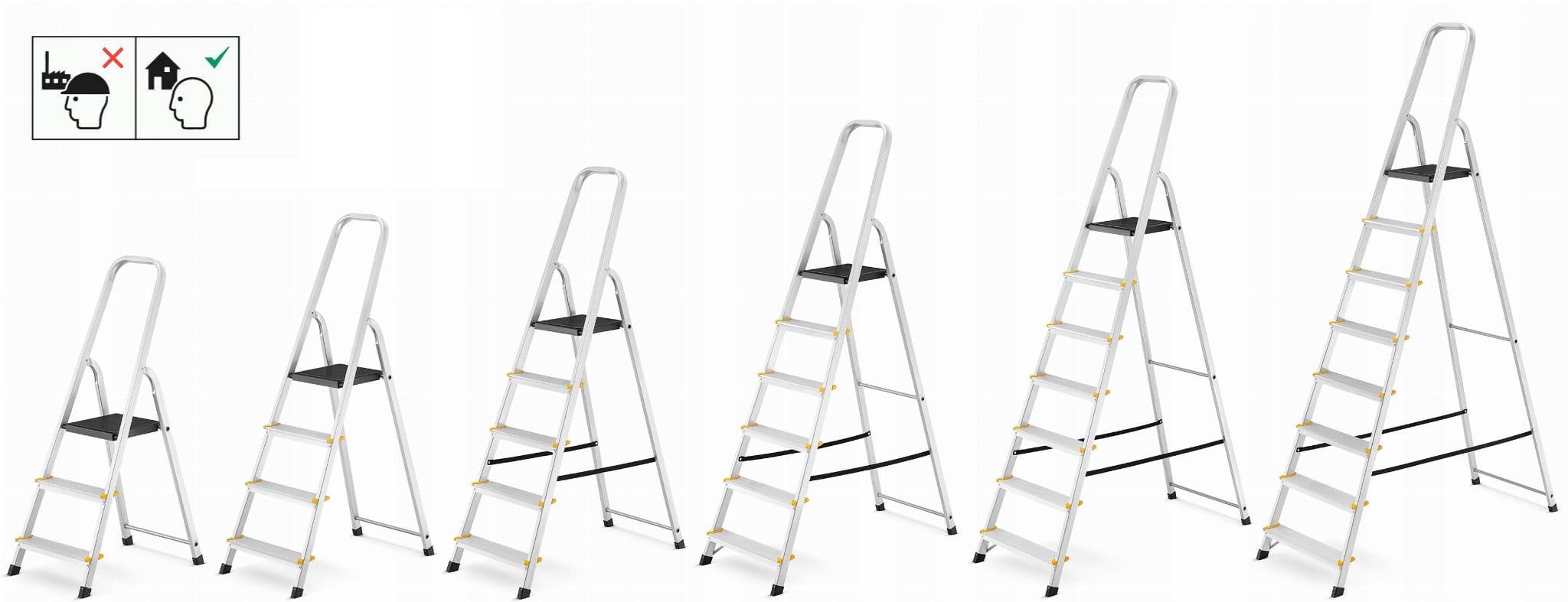 Drabina aluminiowa domowa jednostronna schodki do domu HIGHER 7 stopni 125 kg — 15