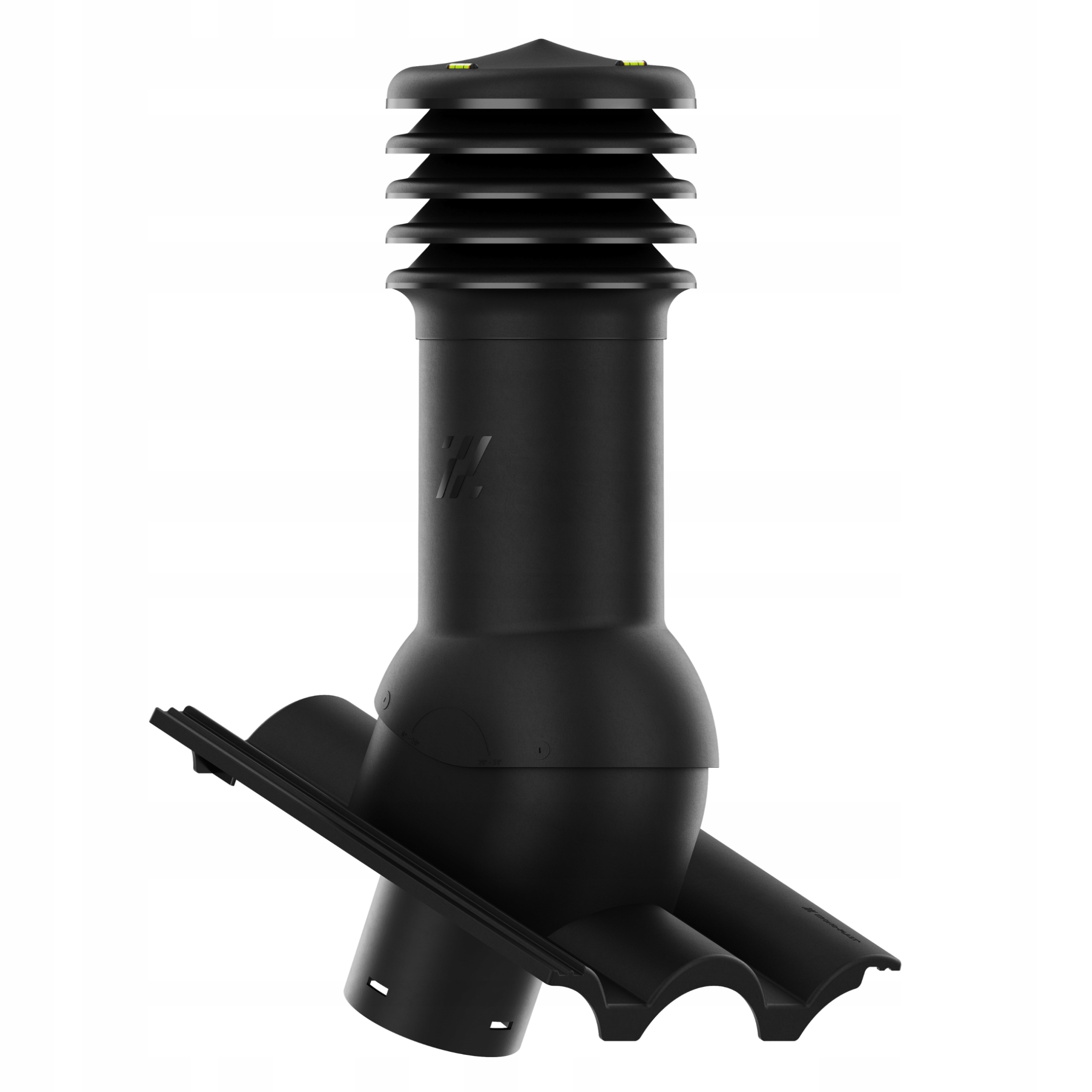 Větrací komín fi125 HiVent střešní krytina Braas Grecka Černá