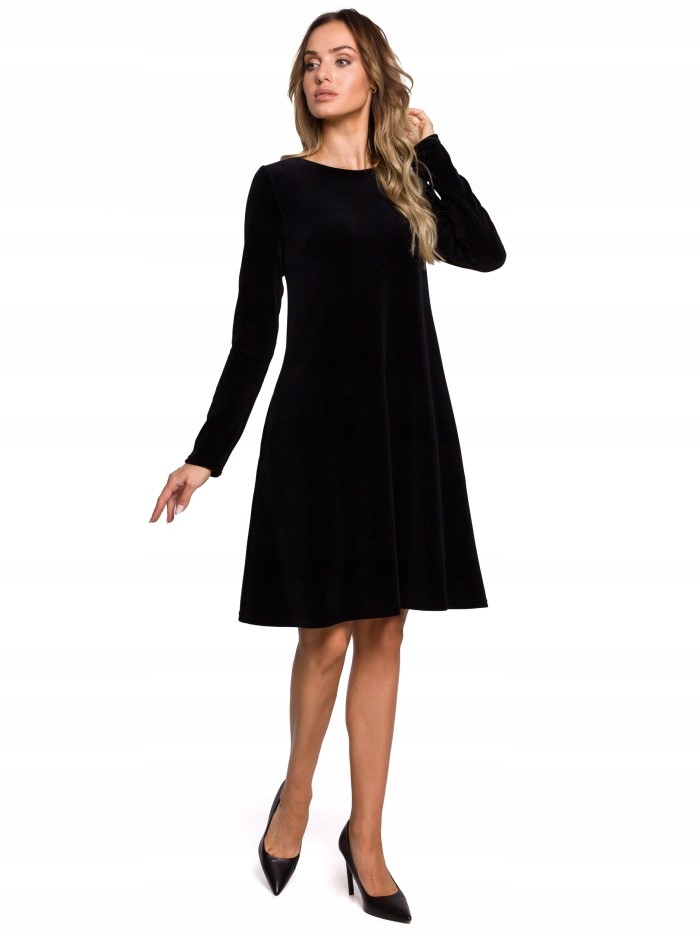 

Eu S M566 Welurowa Sukienka Trapezowa - czarna Eu