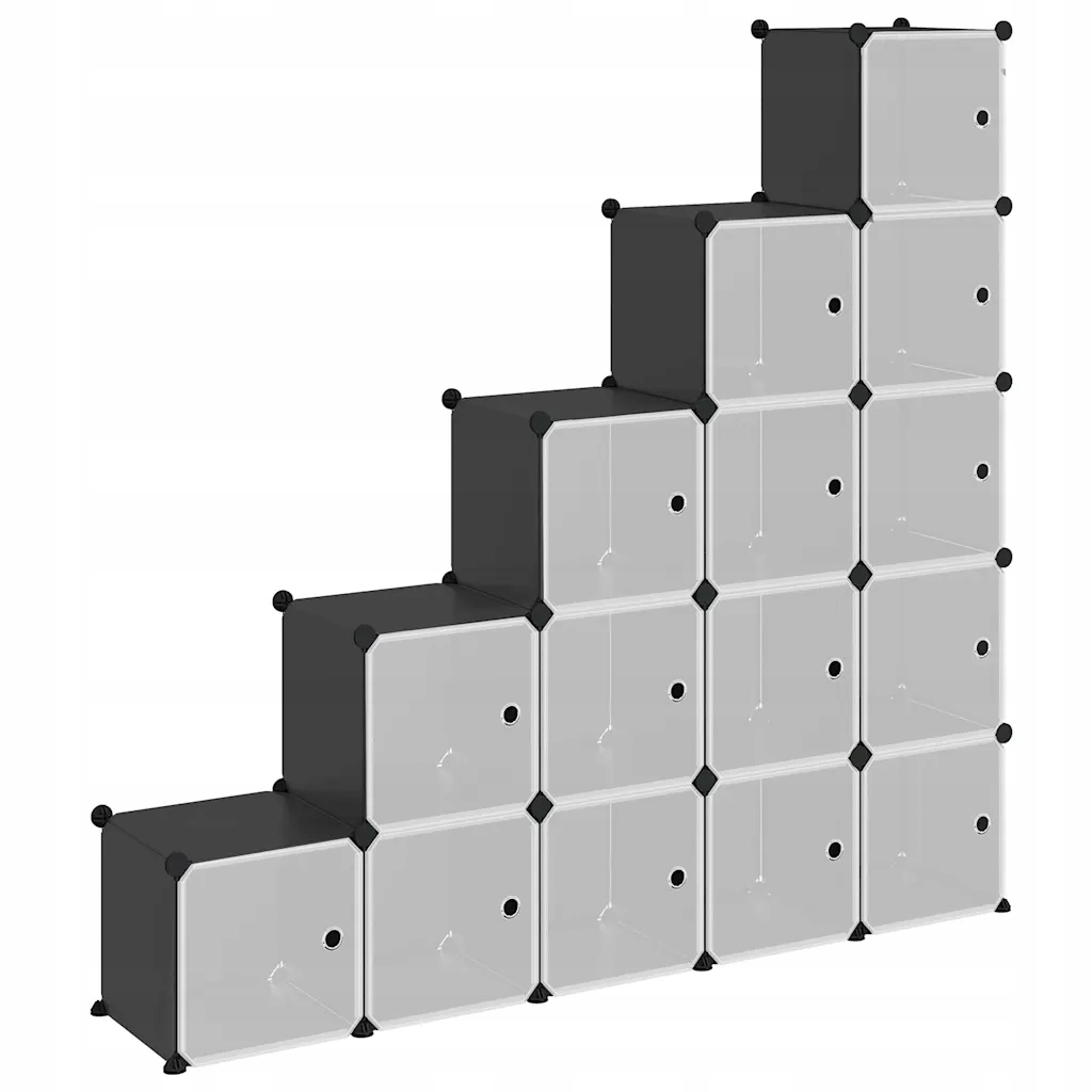 Kostkový regál s 15 moduly, černý, 156 x 31,5 x 153,5 cm, Pp a Ocel