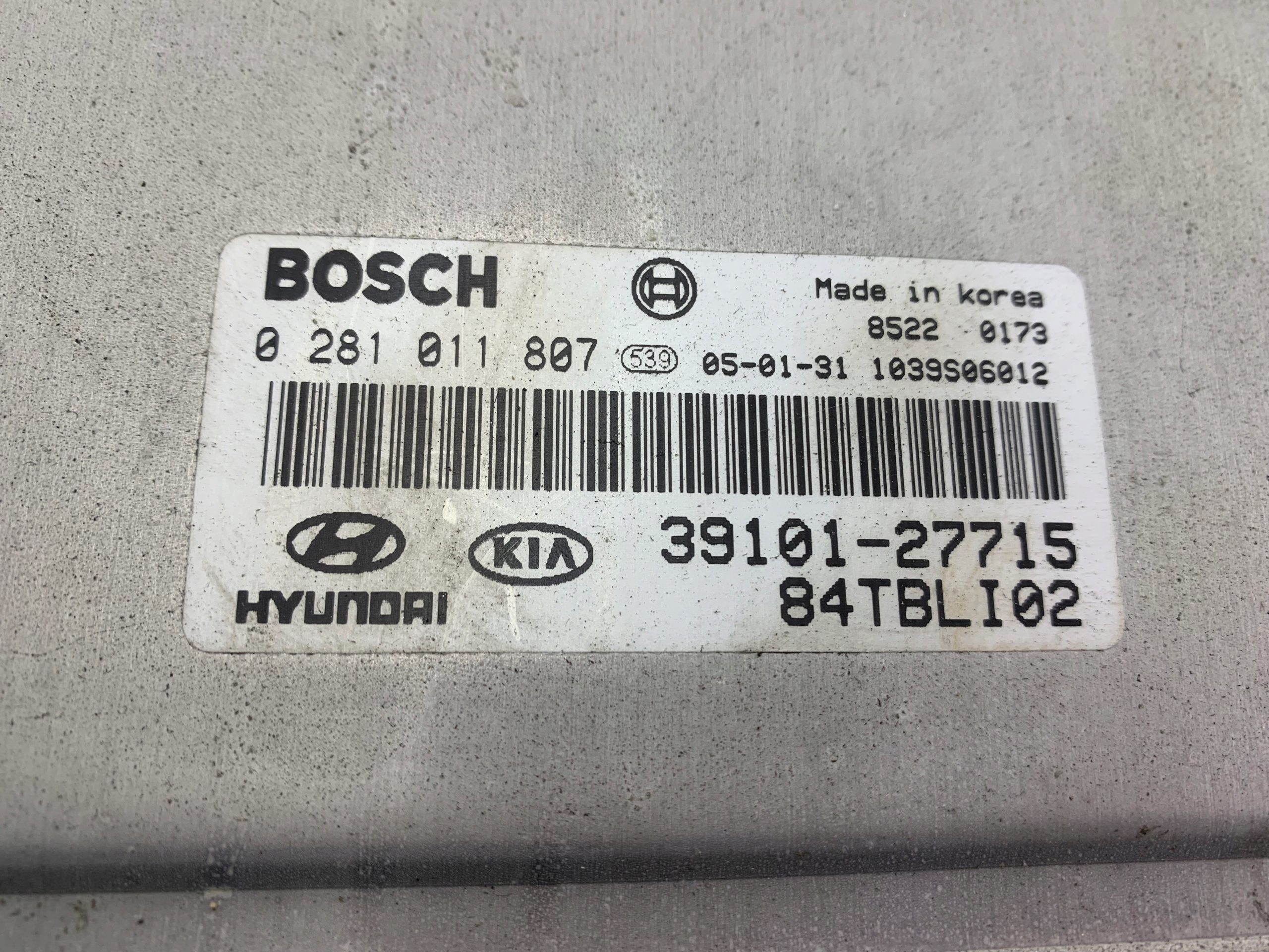 HYUNDAI GETZ 1.5 CRDI control unit of the engine 39101-27715