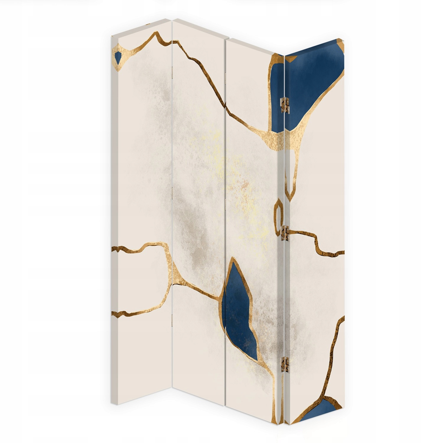 Paraván oboustranný otočný, Modro-zlaté linie 145x170