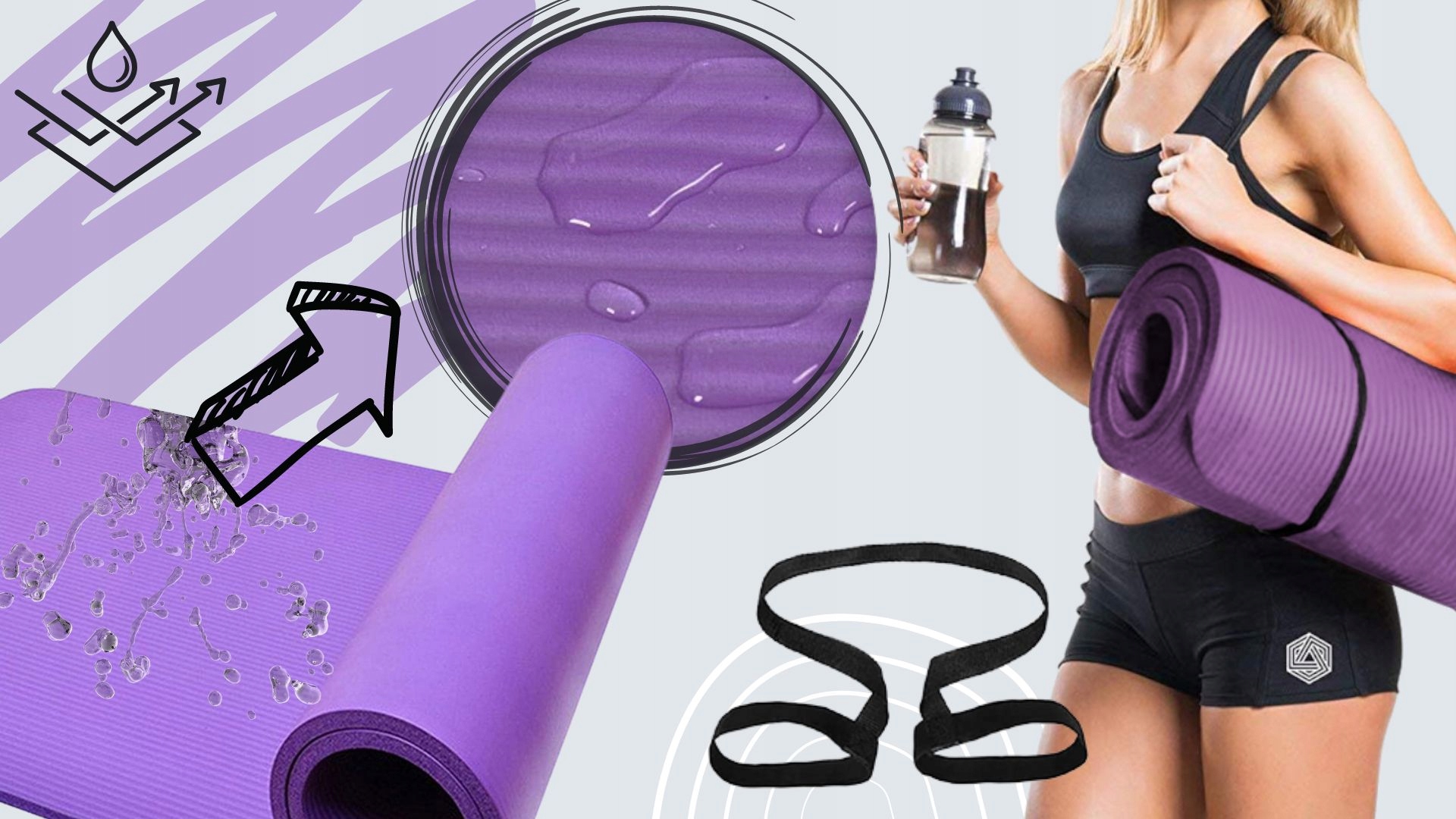 MATA DO ĆWICZEŃ FITNES GRUBA DUŻA ANTYPOŚLIZGOWA GUMY TAŚMY OPOROWE SOLIDNE Grubość 10 mm