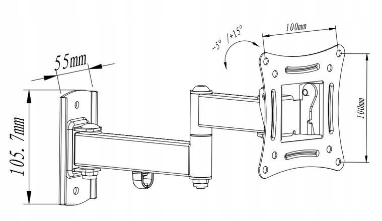 REGULOWANY UCHYLNY UCHWYT DO TELEWIZORA MONITORA Standard VESA 75 x 75 100 x 100