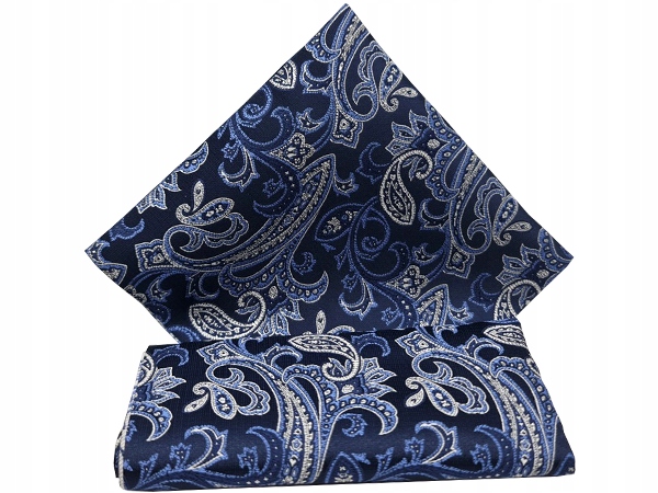 GRANATOWA / NIEBIESKA WE WZORY POSZETKA WYPUSTKA BUTONIERKA