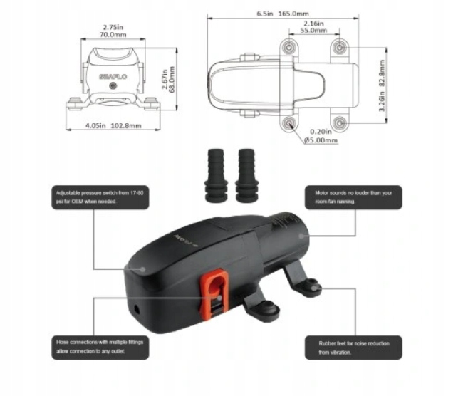 Pompa ciśnieniowa 4,3 l/min seria 23A QA 5/8" Marka Seaflo