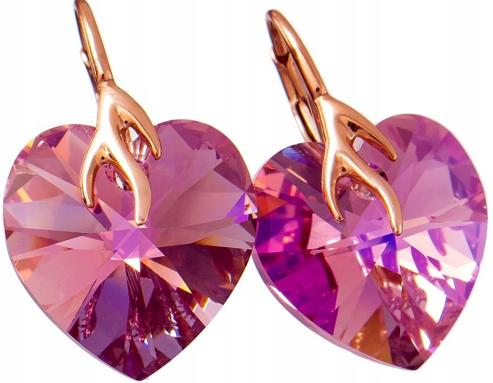 Originální Crystals Náušnice Srdce Rose Gold Stříbro