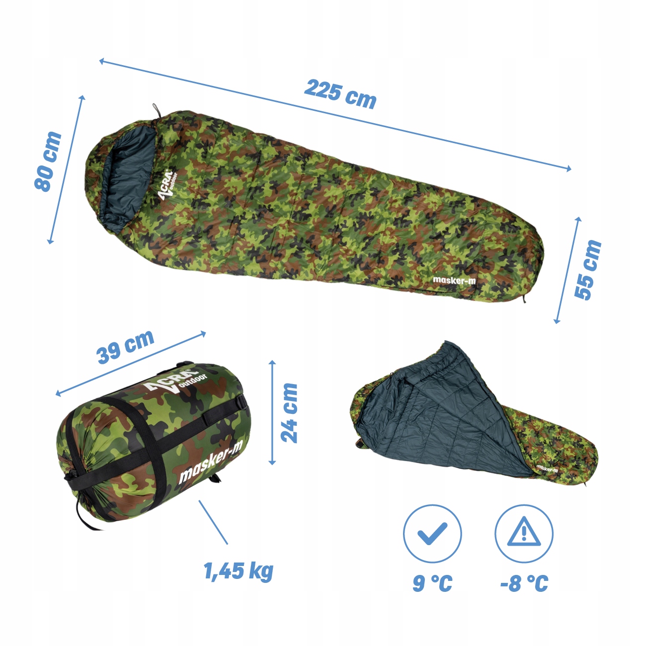 Acra spací pytel Masker-M maskáčový mumie