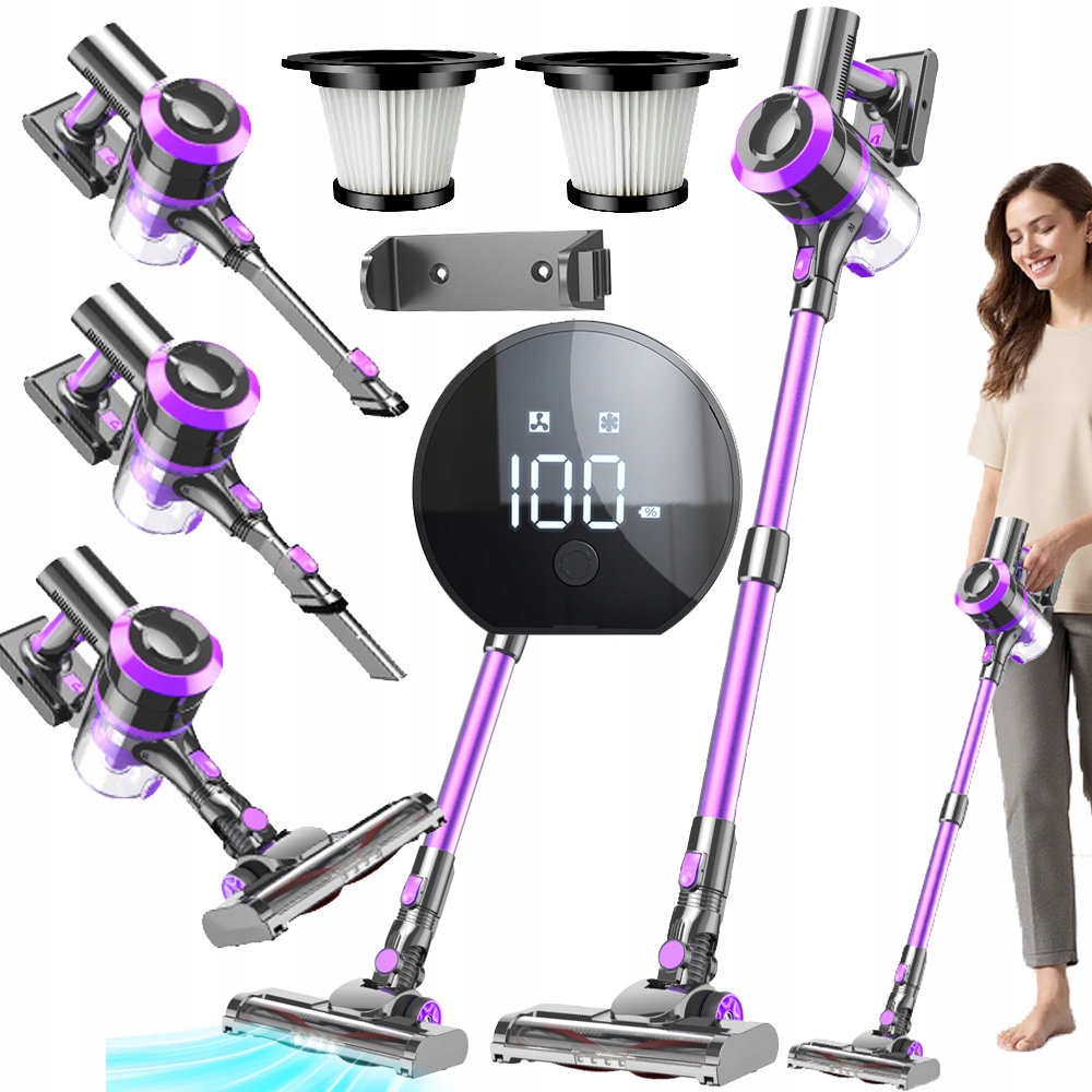 Mocna Odkurzacz Pionowy Bezprzewodowy Ręczny Cyklonowy Bezworkowy 4W1 2.5AH