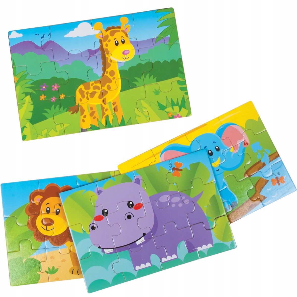 UKŁADANKA DREWNIANA 4W1 ZOO PUZZLE 12 EL. Marka Dromader