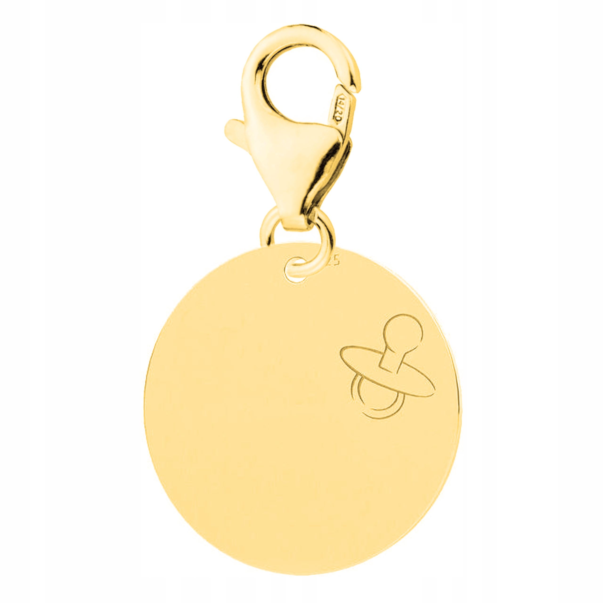 Zlatý přívěsek Kulatý plech Dudlík Family Dítě Baby Stříbro 925