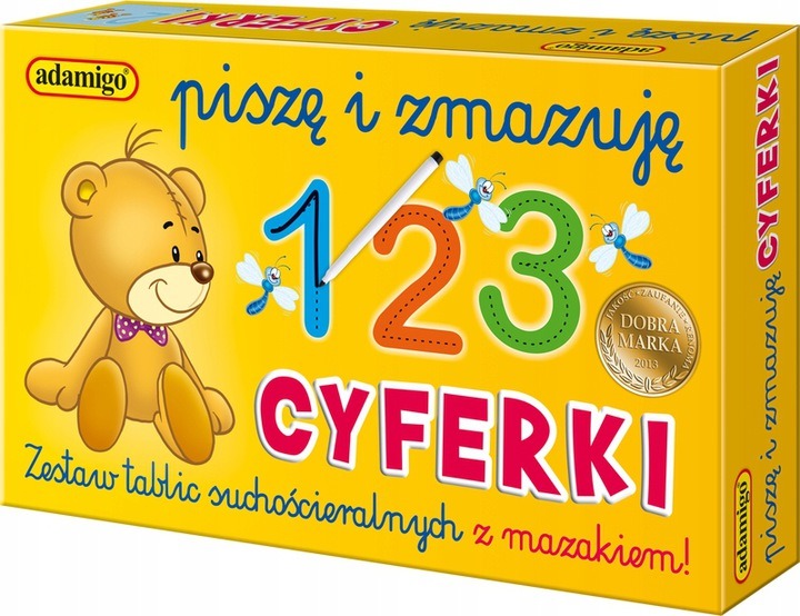 Piszę i Zmazuję Litery Cyferki Nauka Pisania i Liczenia 5+ Adamigo Wiek dziecka 5 lat +