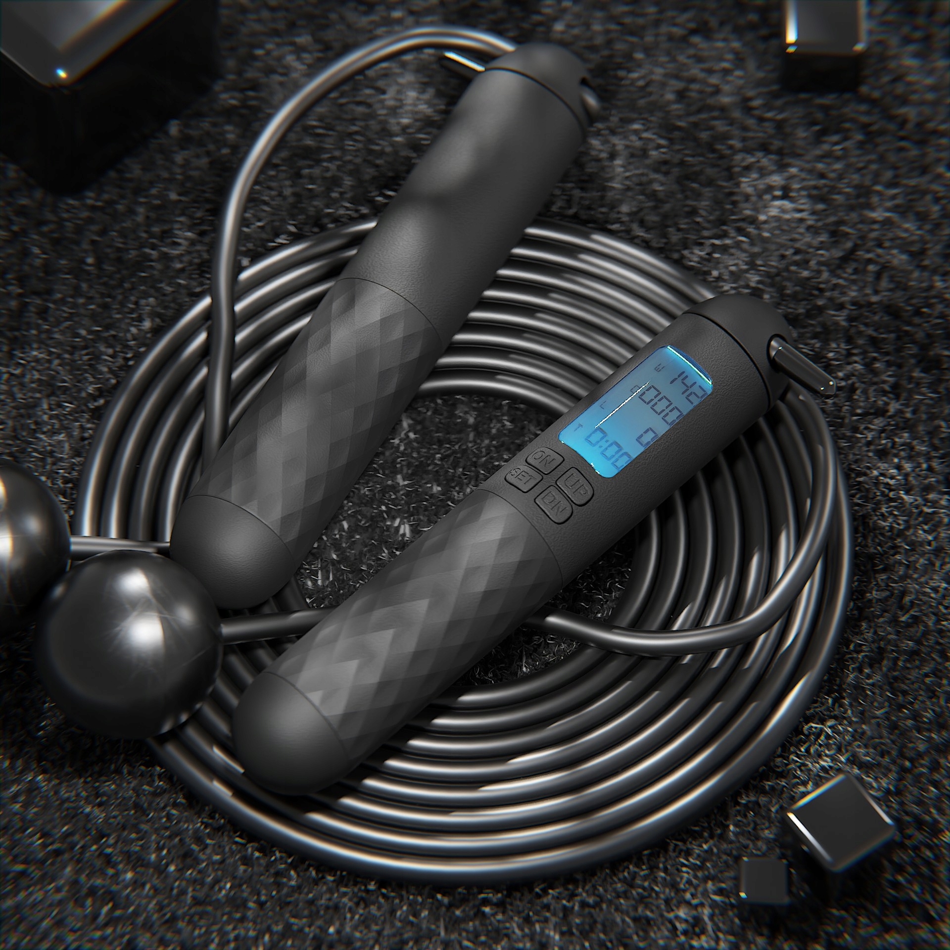 Skakanka z kulkami licznikiem LED regulacją, 280cm Kod producenta 001