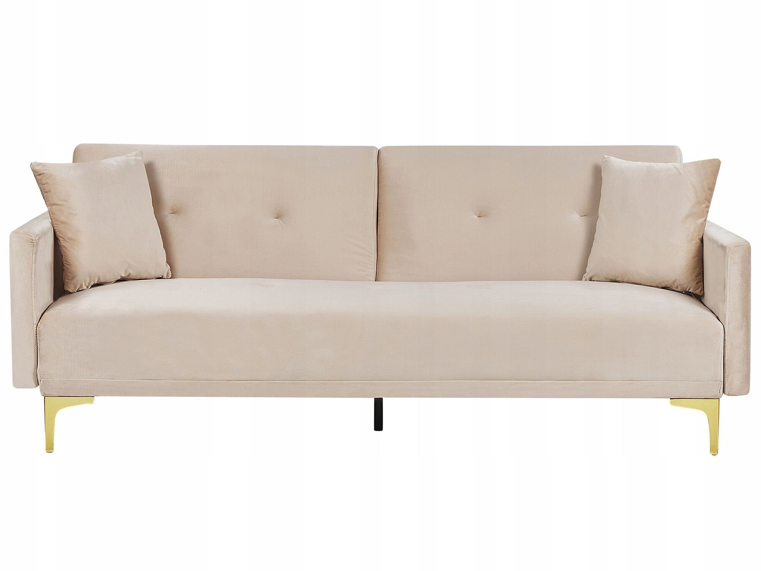 Sofa welurowa funkcja spania beżowa
