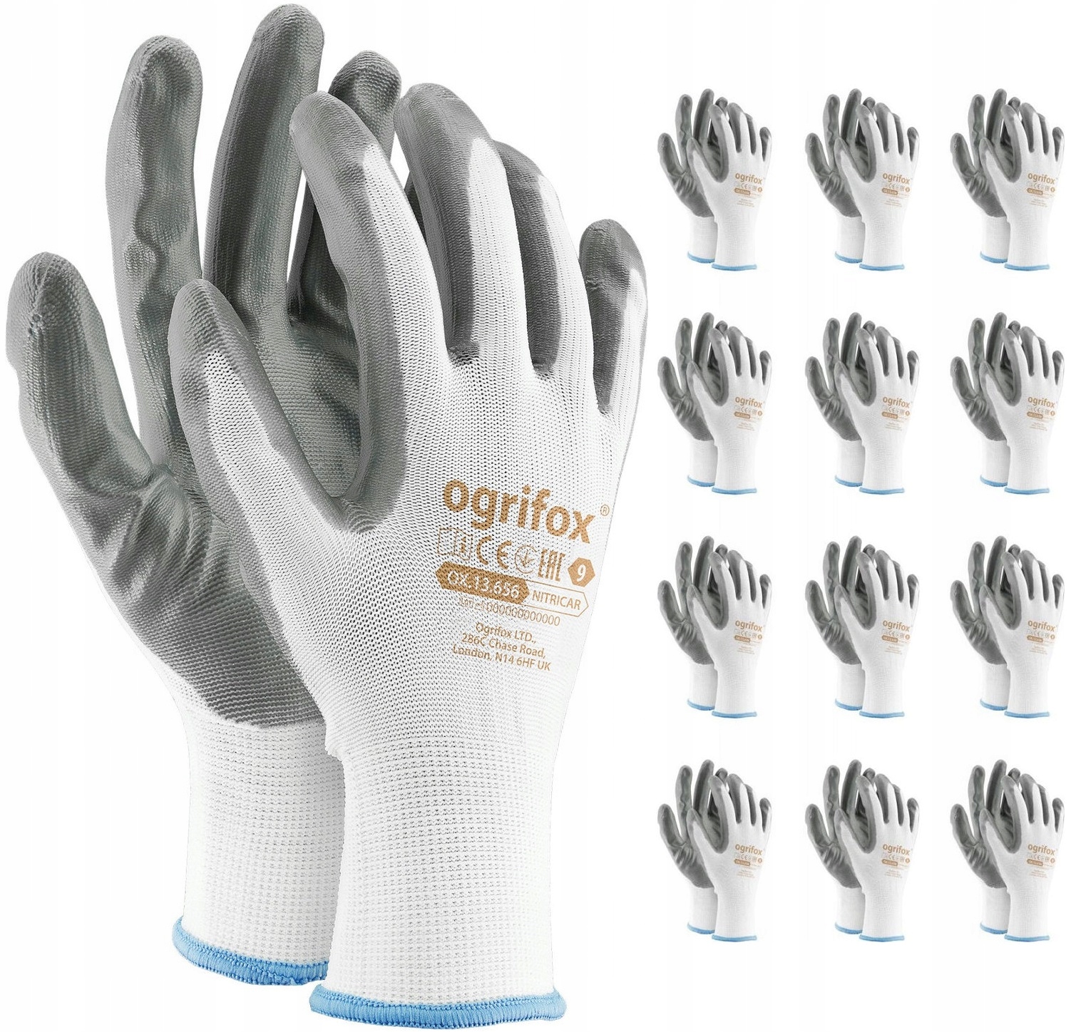 

Rękawiczki Robocze Ochronne rękawice Nitryl 12 par