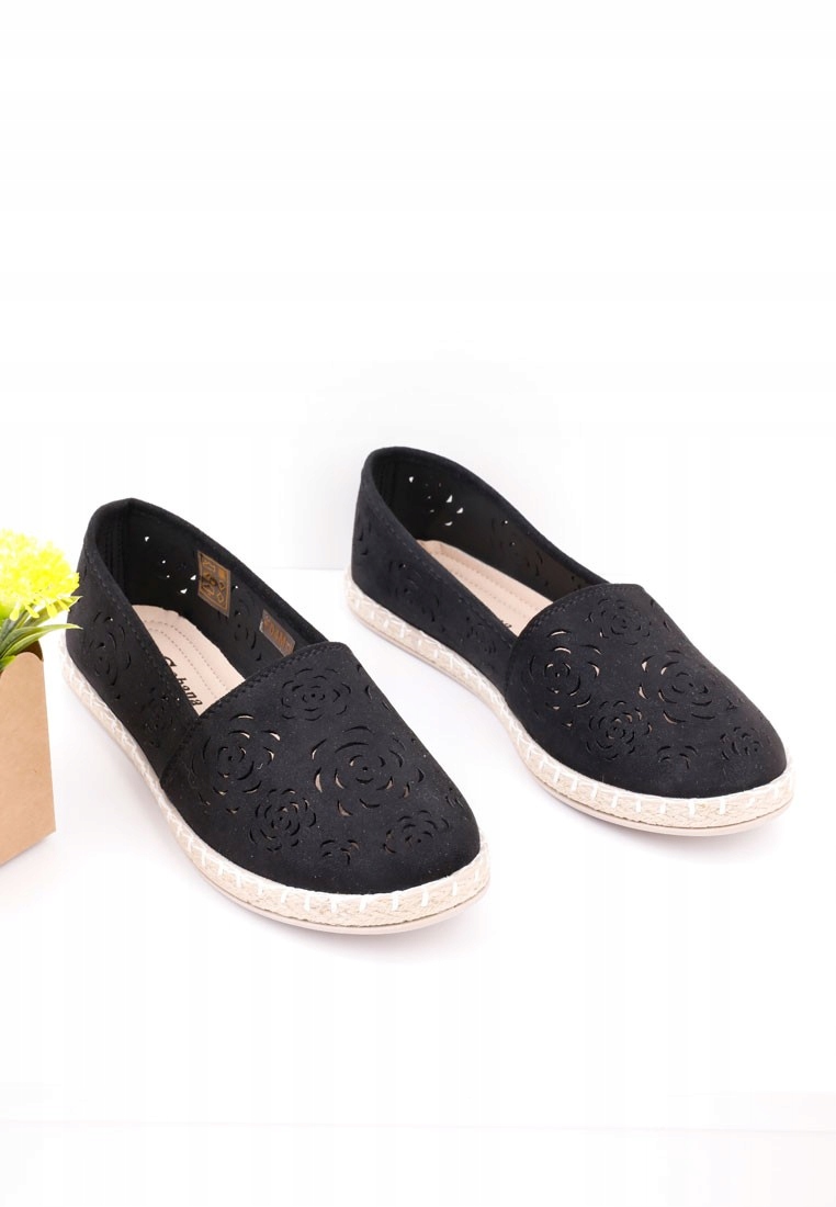 Espadryle czarne 1 Thalia 38 Wzór dominujący bez wzoru