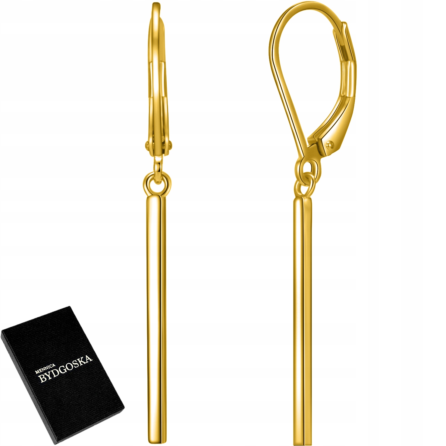 Srebrne kolczyki pozłacane wiszące długie angielskie srebro pozłacane 925