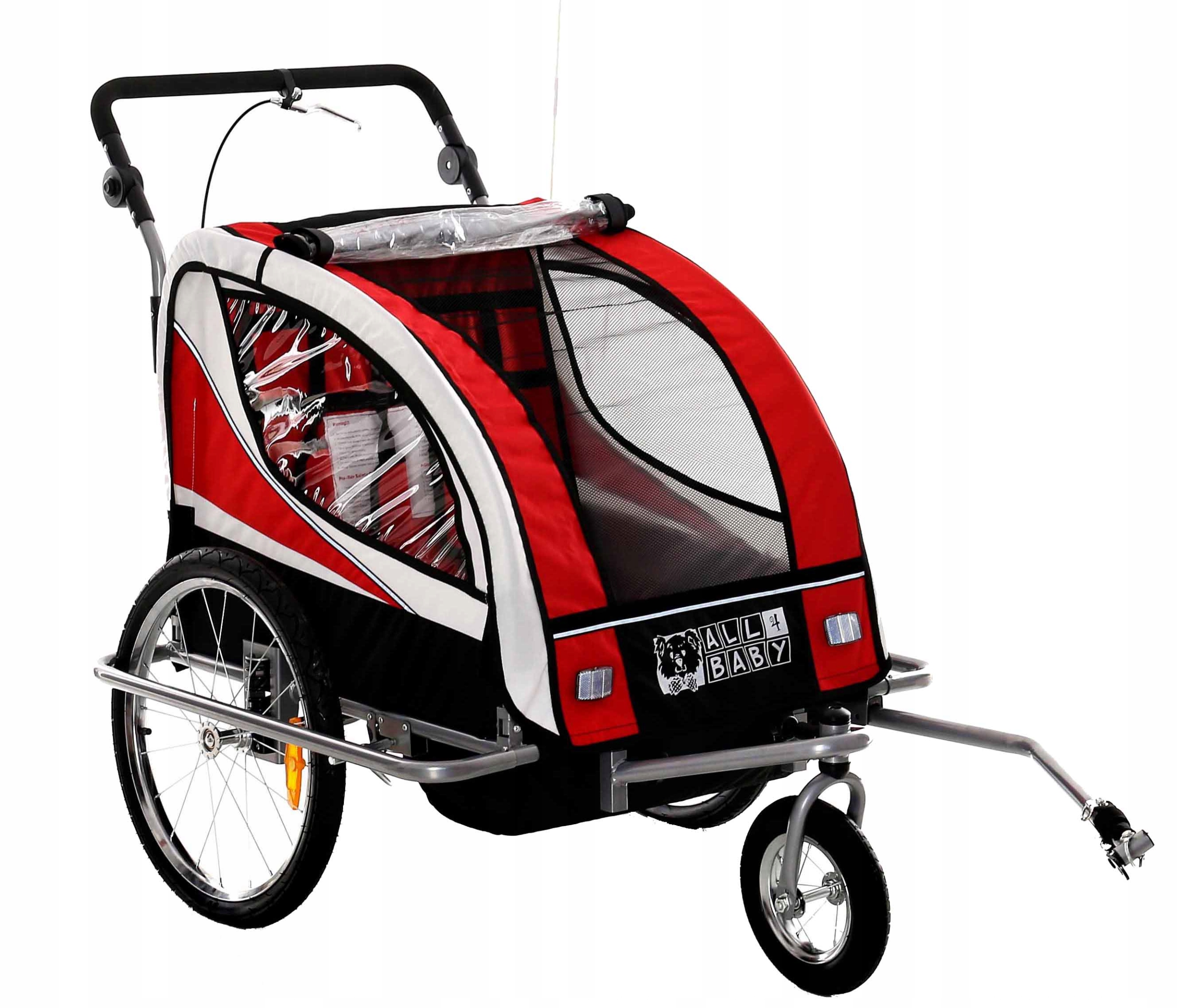 Przyczepka Rowerowa Amoryzowana Składana 03 Czerwona Led