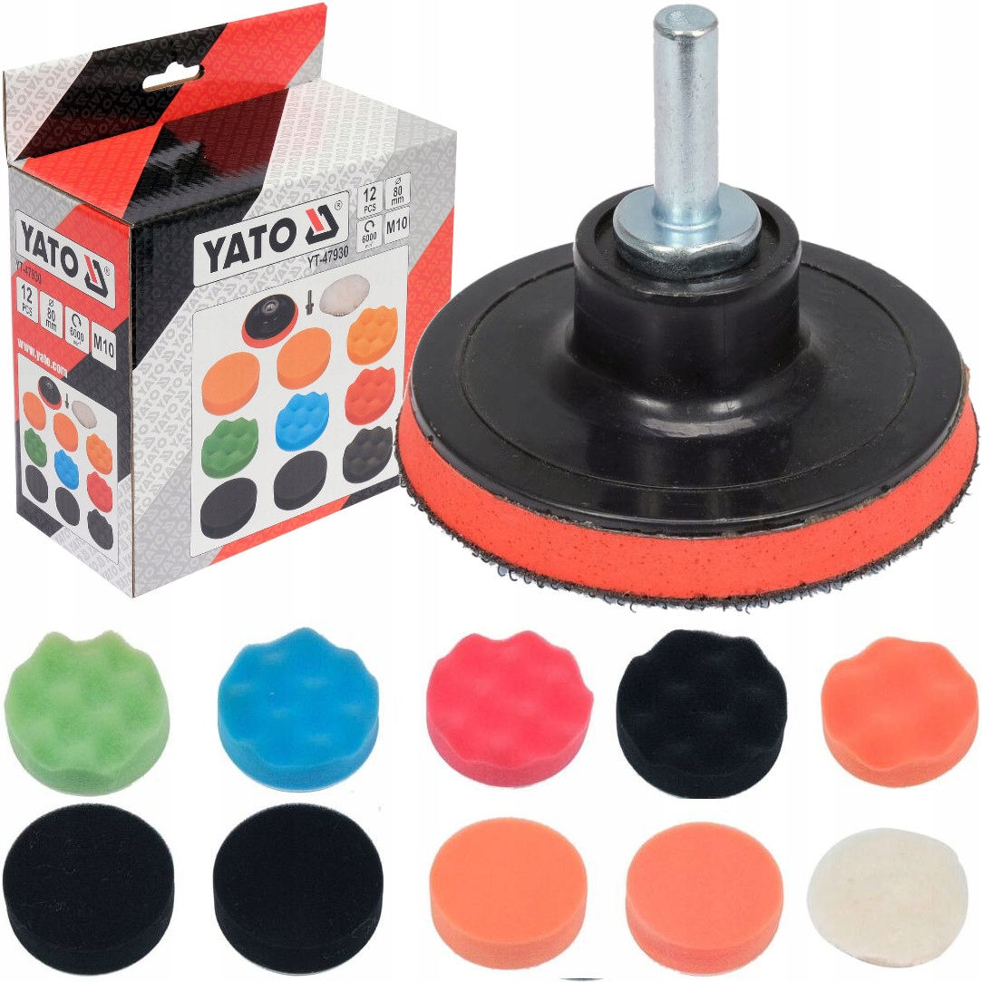 Yato Zestaw Do Polerowania Gąbki Futro Polerskie M10 12 Szt. 80MM