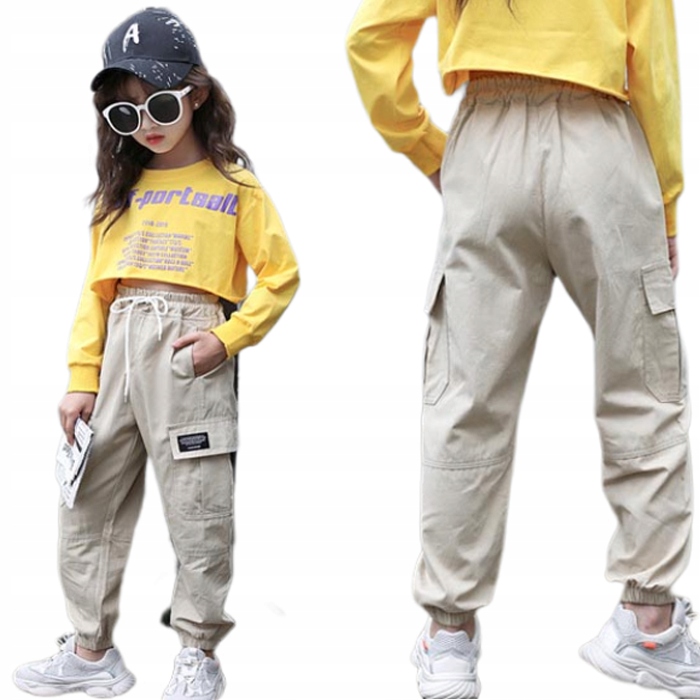 SPODNIE DZIEWCZĘCE MODNE BOJÓWKInull Długość długie