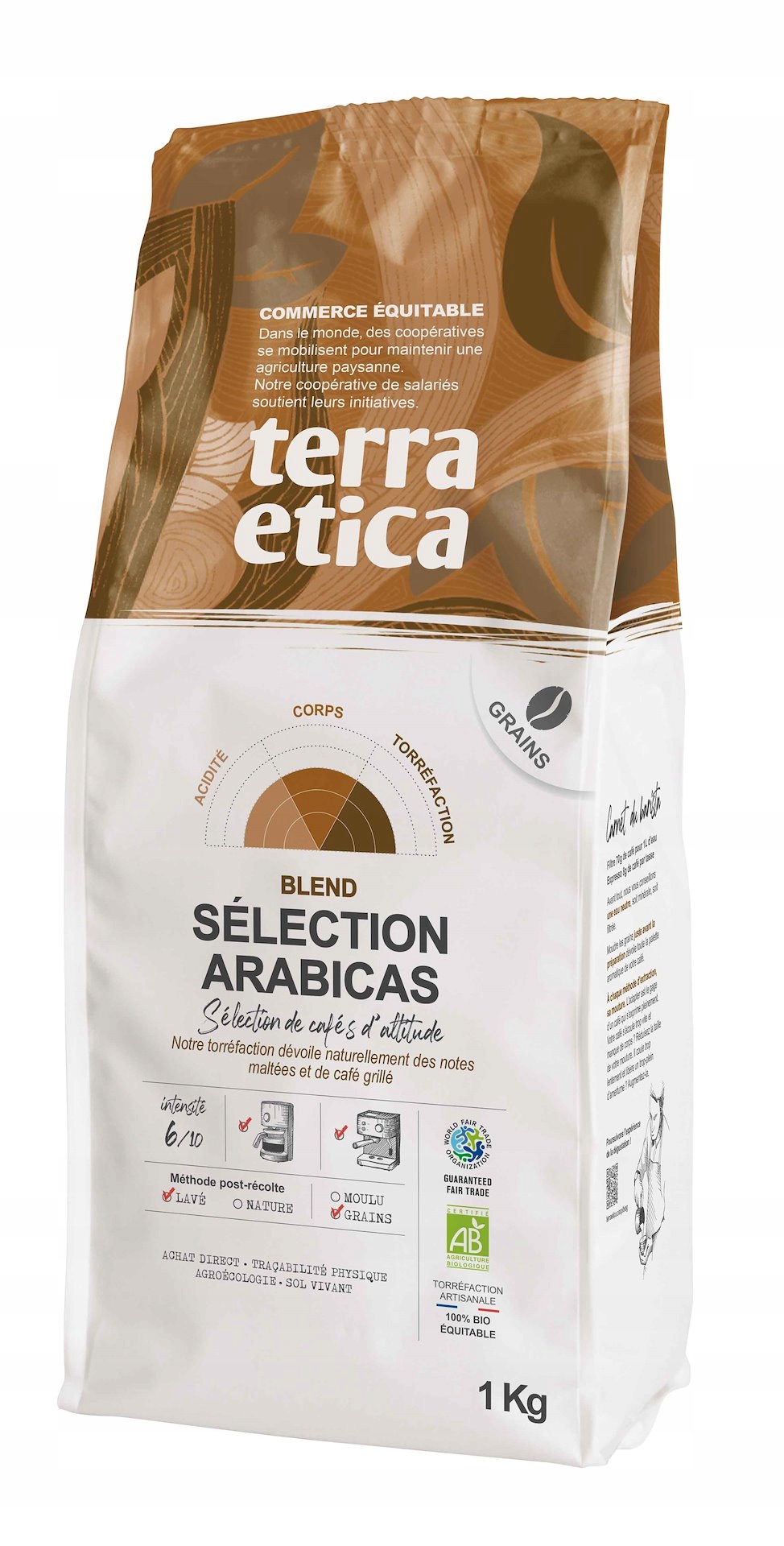 Levně Káva zrnková arabica 100 % selection fair trade bio 1 kg terra etica
