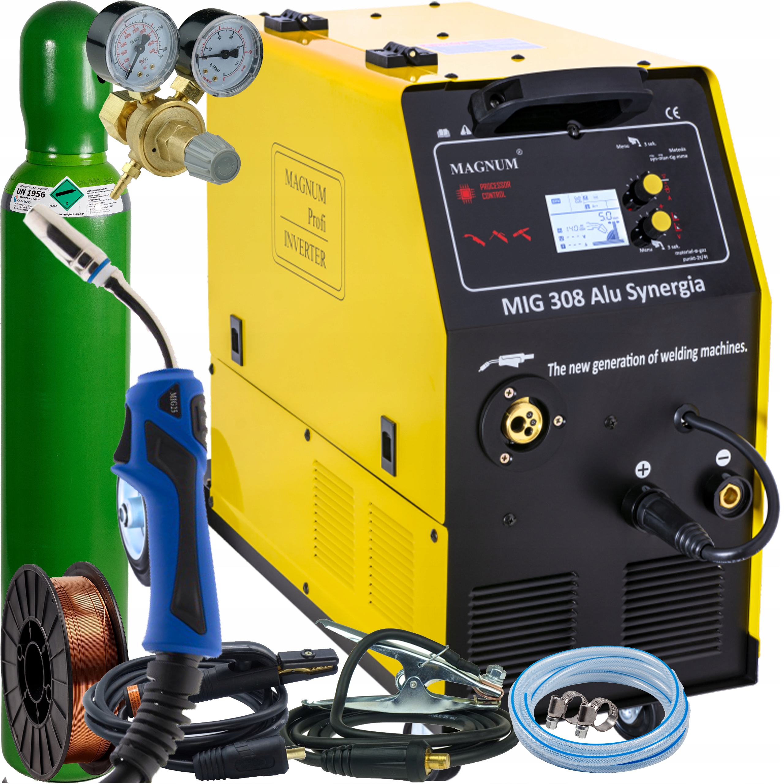 Svařovací stroj Magnum Mig 308 Alu Synergie Mig/mag Mma Tig 300A 400V LCD SET4