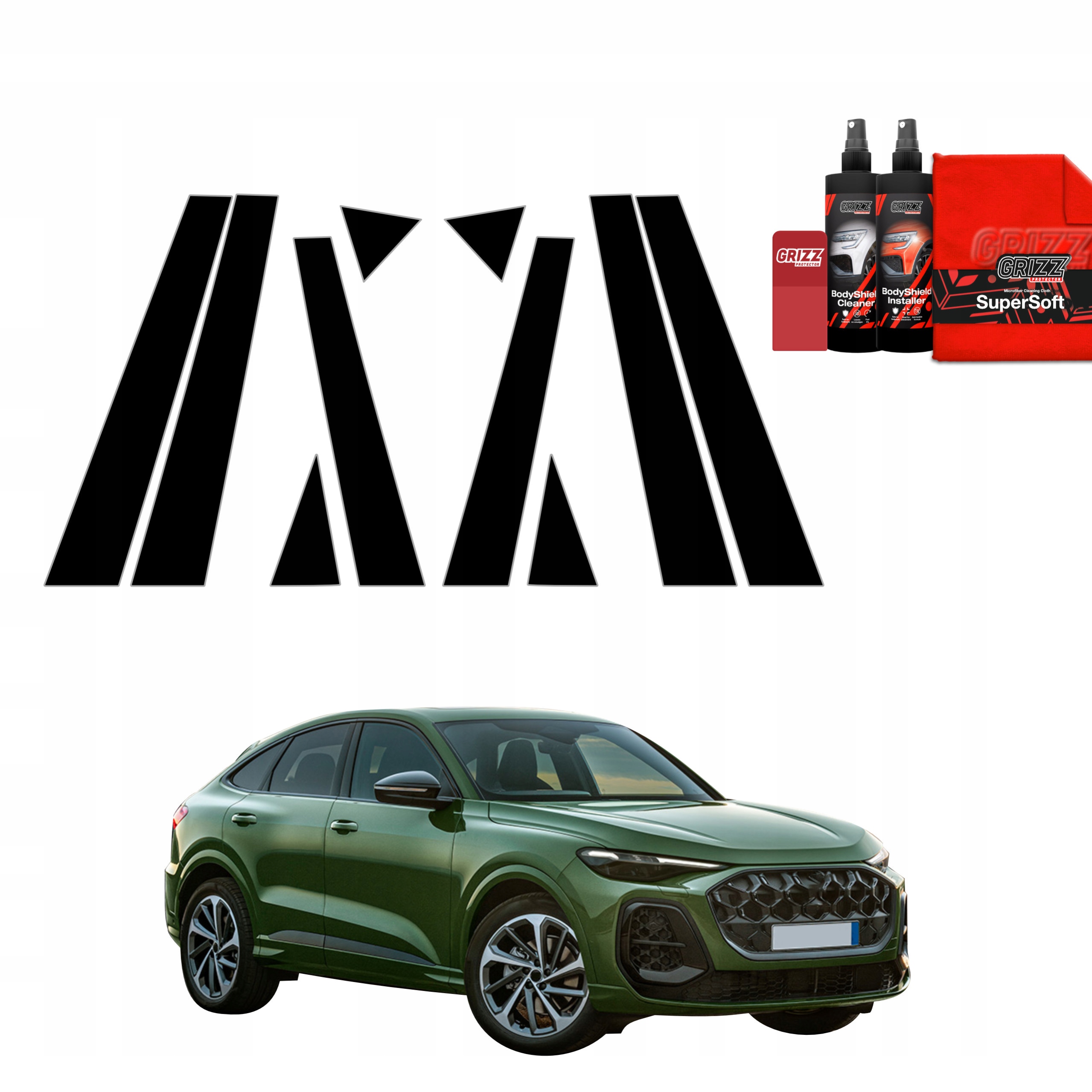 10v1 Černá fólie na sloupky pro Audi Q5 Sportback (2025)