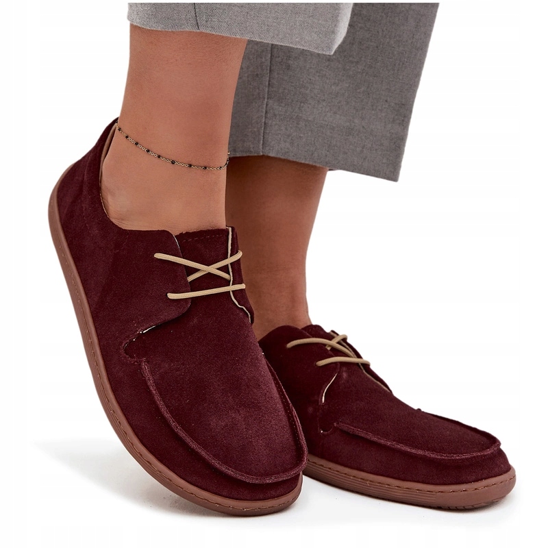 Dámské Polobotky Typu Barefoot Z Přírodního Semiše 327 Vínové 36